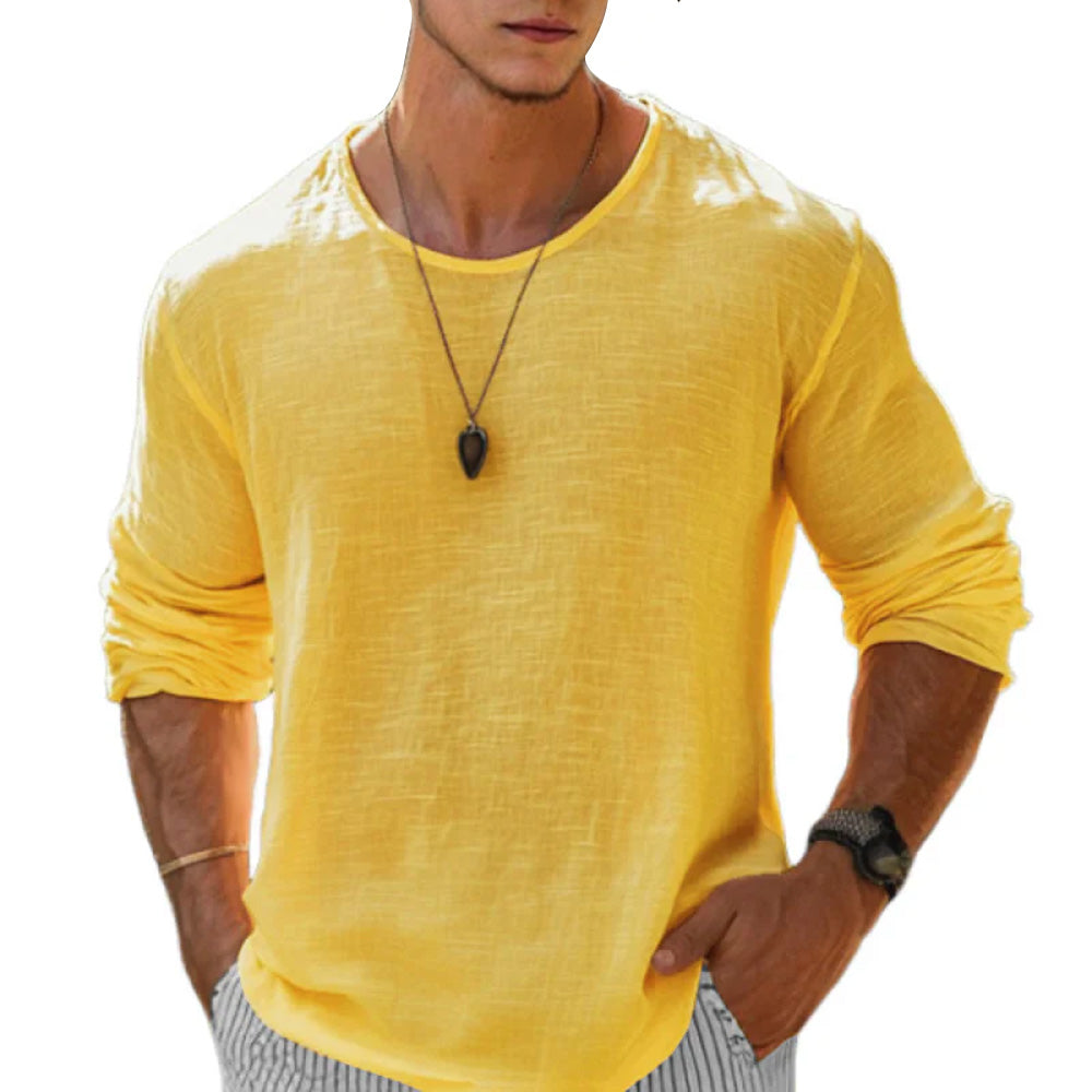 Kaelun | Men’s Cotton-Linen Long Sleeve Tee