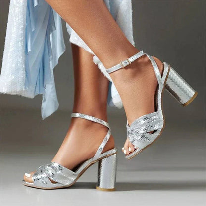 Perina | Women’s Metallic Block Heel Sandals